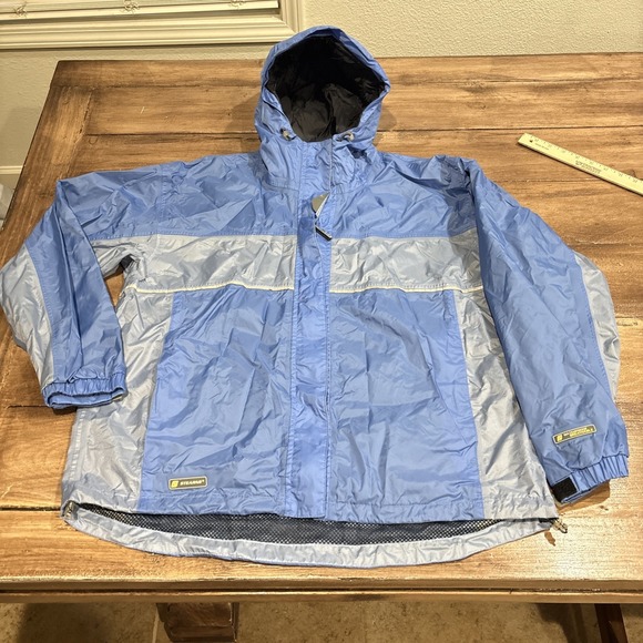 Grays Other - Stearns Dry Wear Mens Large Hooded Winbreaker Rain Coat Jacket Blue Outdoor Fish